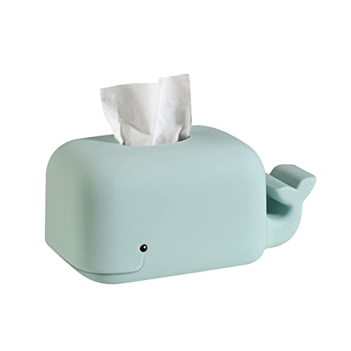 JAWSEU Tissue Box Wal Taschentuchbox mit Handyhalter, Silikon Taschentuchspender Kosmetiktuch Behälter Tischdekoration für Wohnzimmer Badezimmer Büro, Blau von JAWSEU