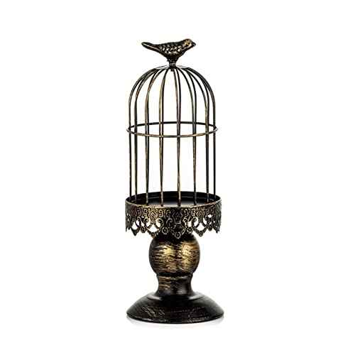 JAWSEU Vintage Kerzenhalter Vogelkäfig Deko, Kerzenleuchter Metall, Dekorativer Aushöhlender Kerzenhalter, Dekoration Kerzenhalter für Hochzeit Wohnzimmer Tischdeko von JAWSEU