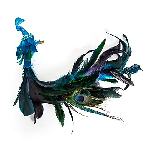 JAWSEU Weihnachtlicher Baumschmuck Blauer Pfau Weihnachtsschmuck mit Clip, Pfau Dekor Weihnachtsschmuck Glitzer Vogel Clip-On Weihnachtsbaumschmuck, Pfau Vogel Deko für Weihnachtsbaum Kranz von JAWSEU