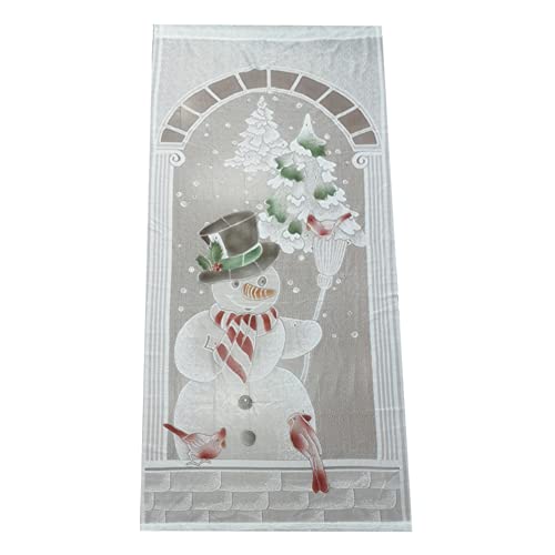 Weihnachts Vorhänge Weihnachts Scheibengardine Gardinen mit LED Spitze Vorhänge Transparent Scheibengardine Weihnachten Deko für Küche Badezimmer Tür, 101 x 213 cm Weihnachtsschneemann von JAWSEU