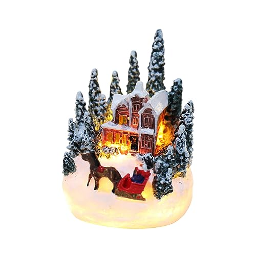 JAWSEU Weihnachtsdorf Mit Beleuchtung, leuchtendes Schneehaus Weihnachtshaus Beleuchtet Mini Weihnachtsdorf Glühenden Haus, Mini Weihnachtsdorf Weihnachtsszene Dekor Tischbeleuchtung Weihnachtsdeko von JAWSEU