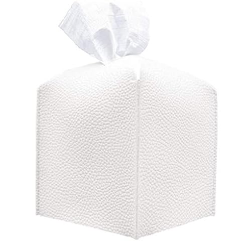 Kosmetiktücherbox, Moderner PU Leder Quadratischer Taschentuch Box Halter, Taschentuchspender, Tissue Box Cover für Esszimmer Badezimmer Schlafzimmer Auto Büro (Weiß) von JAWSEU