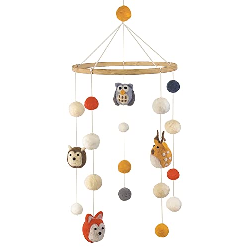 Mobile Baby Windspiele, Baby Mobile Wald Tiere Hängende Bettglocke Baby Windspiel, Kinderzimmer Hängende Bettglocke Geschenk für Baby Mädchen Jungen, Kinderbett Wickeltisch Deko von JAWSEU