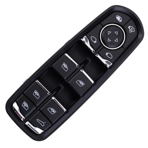 Fensterheberschalter für Porsche Cayenne 92A/Macan 95B/Panamera 970 Fensterheberschalter - 15-polig, Direct Fit OE#7PP959858AE, ABS Schwarz von JAWSEU