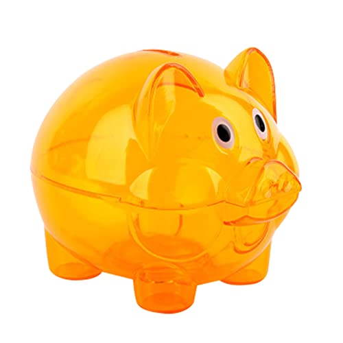 Sparschwein Transparent, Unzerbrechlicher Geldspartopf Aus Kunststoff, Spardose Sparschwein Plastik Süßes Schwein Design Piggies Bank Münzfach für Kinder Geschenk, orange von JAWSEU