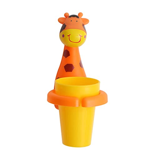 Zahnbürstenhalter für Kinder, Wandhalter Zahnpasta, Niedliche Tier-geformte Zahnbürstenhalter, Halter Mit Saugnapf Für Zahnbürsten Für Babys Kinder Badezimmer (Giraffe) von JAWSEU