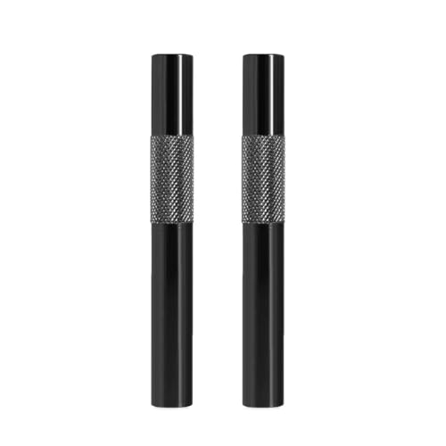 JAWUZ 2 Stück Ziehröhrchen Set, Schwarz, 7Cm Tragbarer Strohhalm, Metallrohr, Wiederverwendbar, Premium-Strohhalm Für Picknicks, Camping, Reisen(A) von JAWUZ