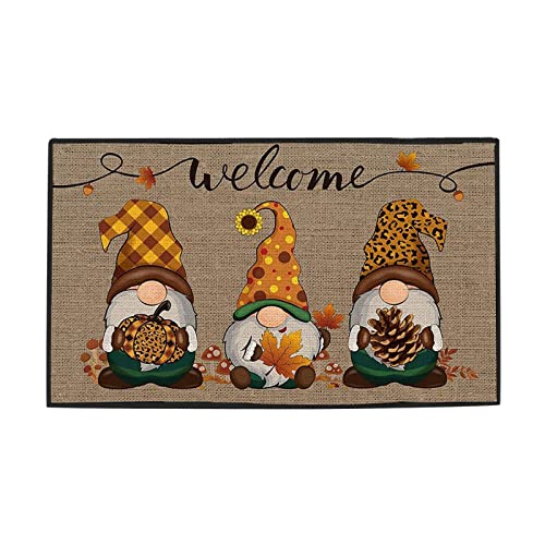 Fußmatte Weihnachten Herbst Teppich Thanksgiving GNOME Matte Teppich Bodenmatte Saisonale Teppich für Indoor Outdoor Schlafzimmer, Flur Wohnzimmer Boden, Küche Badezimmer von JAXICH