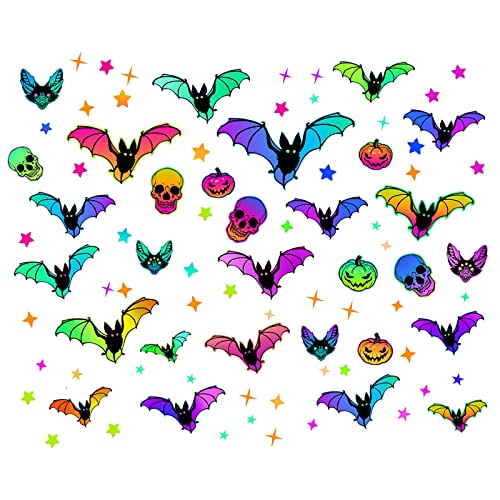 Halloween Deko Fenster Sticker Leuchtsticker Wandtattoo für Kinderzimmer Schlafzimmer Fledermaus Katze Hexe Geister Kürbis Fensteraufklebe Halloween von JAXICH