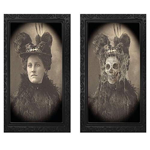 Halloween Horror Portrait Dekorationen Halloween Bild Verwandlungsbild Horror Galerie 3D Gesicht Beängstigend Bilderrahmen für Zuhause, Halloween Party Decor, 15.2" X10 von JAXICH