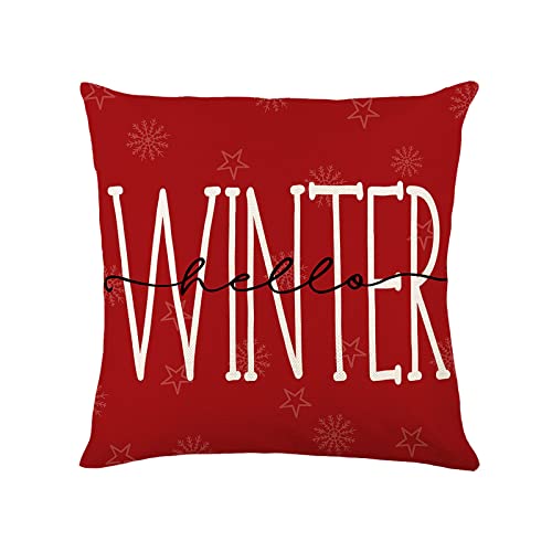 JAXICH Kissenbezug Weihnachten Weihnachtselementstile Muster Dekorative Cushion Kissenhülle Weihnachtsbaum Schneeflocke Rentier Wohnkultur Leinen Dekokissen 45x45cm von JAXICH