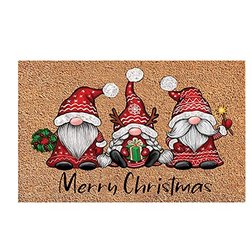 JAXICH Weihnachten Fußmatten Tür Teppich rutschfeste Zwerg Haustür Matte Weihnachtsteppich für Schlafzimmer, Flur Wohnzimmer Boden, Küche Badezimmer, 40X60CM von JAXICH