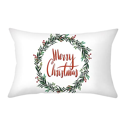 JAXICH Weihnachten Kissenbezug Weihnachtsdeko Leinen Kissenhülle Xmas Kissenbezug Weihnachten Dekoration für Home Sofa Garten Schlafzimmer,30x50CM von JAXICH