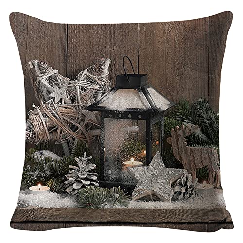 JAXICH Weihnachtskissenbezug Hirsch Kissenbezüge Wohnzimmer Dekokissen Couch Cushion Kissenhülle Drucken Kissen Kissenbezüge Dekorative Kissenhülle Für Sofa Büro,45 x 45cm von JAXICH