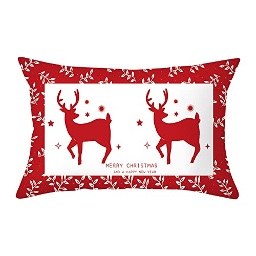 JAXICH Weihnachtskissenbezug Weihnachtselementstile Muster Dekorative Merry Christmas Sofakissen Weihnachtskissenbezug Sofa Kissen Outdoor Couchkissen 30x50 cm von JAXICH