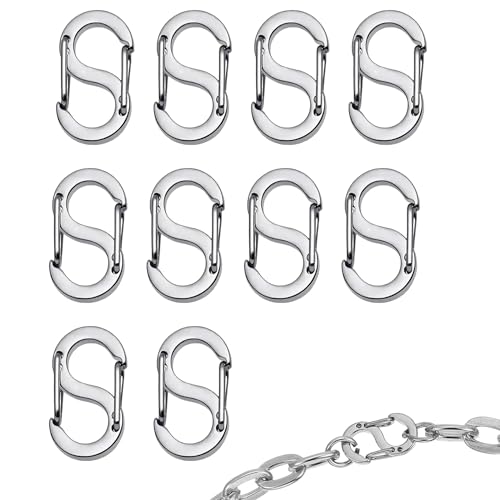 JAXICREY 10 Stück Karabiner Mini,S Karabiner Klein Edelstahl Verschluss Verbindungsstück Silbrig Mini JAXICREY 10 Stück Karabiner Mini,S Karabiner Klein Edelstahl Verschluss Verbindungsstück Silbrig Mini von JAXICREY