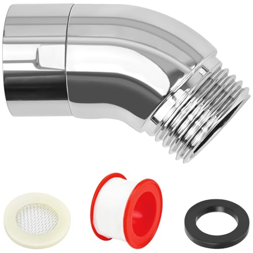 JAXICREY Winkelstück für Handbrause Adapter 1/2 Zoll, Duschkopf Verlängerung Handbrause Adapter 135 Grad Duschkopf Verbindungsstück Duschschlauch Winkelstück für Handbrausen und Wandbrausen von JAXICREY