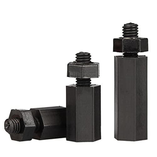 100 Stück schwarze Einzelkopf-Nylonsäule + Mutter M3 x 6 + 6 mm, für DIY-Schrauben, passend für mechanische Teile, Zubehör, Befestigungselemente. von JAXU CWN 'ART