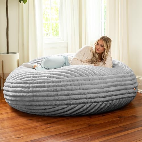 Jaxx Cocoon Großer Sitzsack für Erwachsene, luxuriöses Kunstleder, 1,82 m, einfarbig grau von JAXX