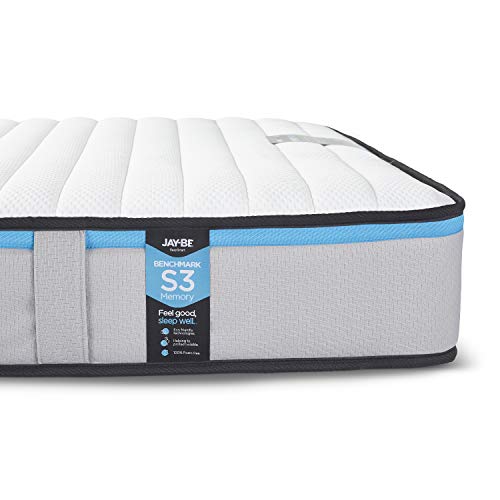 JAY-BE Benchmark S3 Matratze, Polyester, Weiß/Blau, Doppelbett von JAY-BE