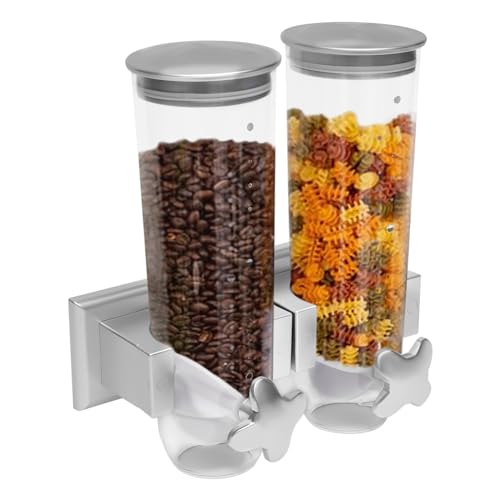 JAYEUW Doppelt Wand-Getreidespender Wandmontage Cornflakes Kornflakes Süßigkeiten-Getreide-Reis-Spender Müslispender 3L Behälter JAYEUW Doppelt Wand-Getreidespender Wandmontage Cornflakes Kornflakes Süßigkeiten-Getreide-Reis-Spender Müslispender 3L Behälter von JAYEUW