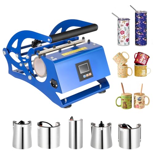 JAYEUW 6 in 1 Mug Sublimationspresse 600W - 200 ℃ Tassenpresse Sublimationspresse Becher Hitzepresse Maschine mit 6 Untersetzer von JAYEUW