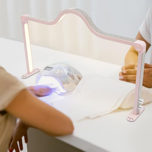 JAYEUW Halbmondlicht für Nägel LED-Tischlampe 48W LED-Wimpernlicht Nagel-Schreibtischlampe Maniküre Tisch Lampe Dimmbar 3000K-6000K Faltbare Nageltisch Lampe für Schönheit Wimpern (Rosa) von JAYEUW