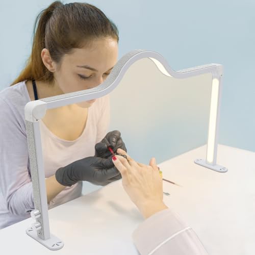 JAYEUW Halbmondlicht für Nägel Tischlampe 48W LED Wimpernlicht Nagel Schreibtischlampe Maniküre Tisch Lampe Dimmbar 3000K-6000K Faltbare LED Nageltisch Lampe für Schönheit Wimpern (Weiß) von JAYEUW