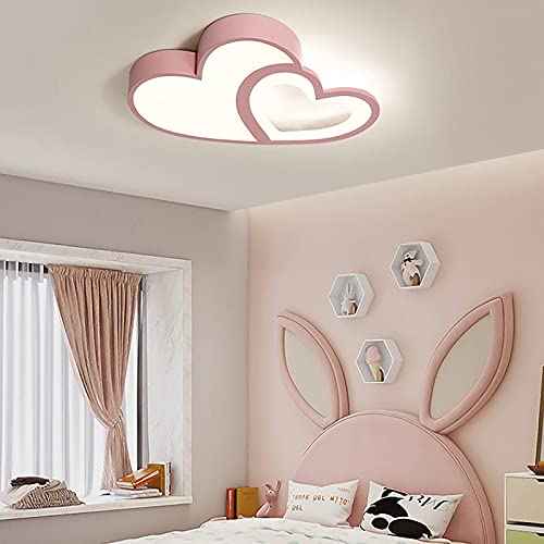 JAYEUW LED dimmbare Deckenleuchte in Herzform Deckenlampe für Kinderzimmer Fernbedienung Flurlampe Farbwechsel Schlafzimmer Deckenleuchte [Rosa] von JAYEUW