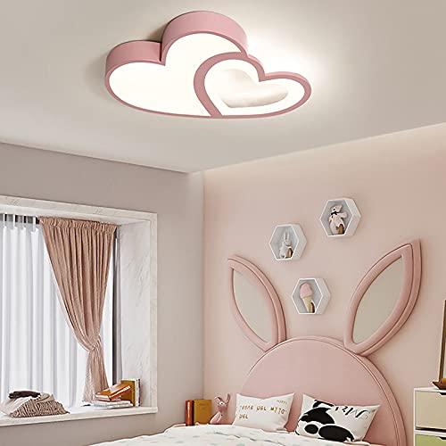 JAYEUW LED Cartoon Deckenleuchte Kinder Schlafzimmer Deckenlampe Herz Deckenleuchte Acryl-Lampe mit Fernbedienung 0–100% Stufenlos Dimmbar 3000K-6000K IP20 Memory function Rosa von JAYEUW