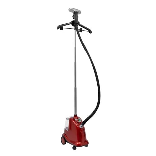 JAYEUW Stehender Dampfer für Kleidung Professioneller 2200W E-Steamer Dampfglätter Vertikaler Dampfbügler mit 3L Wassertank Höhenverstellbarer Kleidungsdampfer mit Rollen Rot von JAYEUW