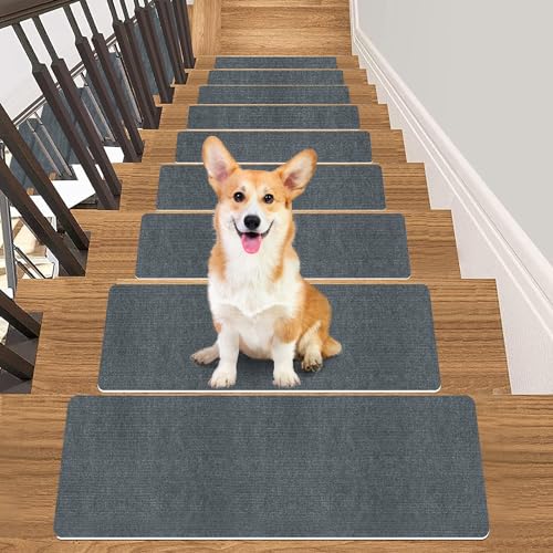 Treppenstufen für Holzstufen Indoor Treppenstufen Teppiche Rutschfester Teppich für Treppenläufer Rutschfeste Teppichmatte Teppiche Wendeltreppe Kit für Ältere und Kinder von JAYFAN