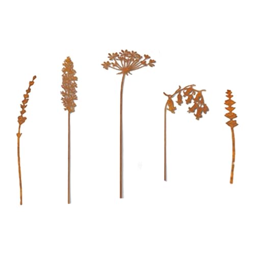 JAYIOLA 5 Stück Gartenstecker Metallblumen Pflanzendekor Gartenfiguren Metall Gartenschmuck Robuste Ausführung für Außenbereich Pflanzkübel Gehweg Gartenbeet, Style C von JAYIOLA