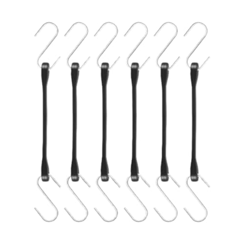 JAYIOLA 6 Stück Spanngurte Gummibänder mit Haken Stretchband S-haken für Gepäck Befestigung Langlebiges Gummi für Umzug Camping Fahrradtouren 1525cm von JAYIOLA
