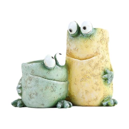 JAYIOLA Bonsai-Pflanztopf mit Froschdesign für den Rasen, Grün Gelb, C von JAYIOLA