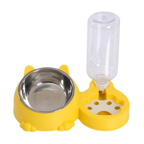 JAYIOLA Cat Wasser Set mit Großzügigem 500ml Wasserspender Edelstahl Futternapf PP Material für Einfache Reinigung Schräg Erhöhte Schalenform für Tiere, Gelb JAYIOLA Cat Wasser Set mit Großzügigem 500ml Wasserspender Edelstahl Futternapf PP Material für Einfache Reinigung Schräg Erhöhte Schalenform für Tiere, Gelb von JAYIOLA