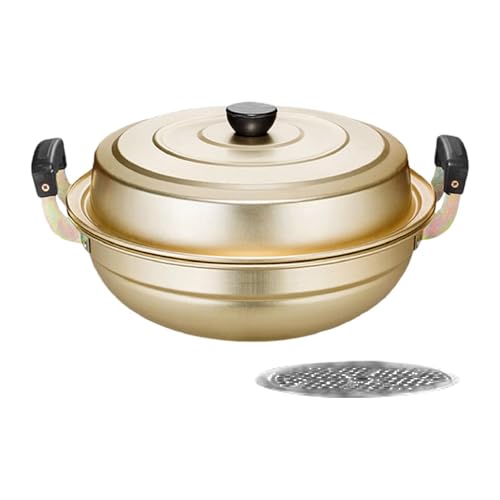 JAYIOLA Dampftopf Aluminium Dampfkocher Kochtopf mit Deckel Dämpfeinsatz Doppelgriff Mehrzweck Küchenhelfer für Gemüse Teigtaschen Suppe Nudelgerichte für FA, Gold 38.5x23cm von JAYIOLA