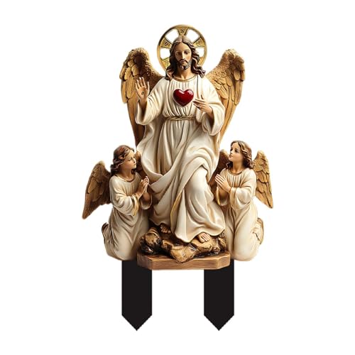JAYIOLA Dekorative Plakette mit religiöser Figur, Gartenstecker für den Innenhof, Jesus Figur von JAYIOLA