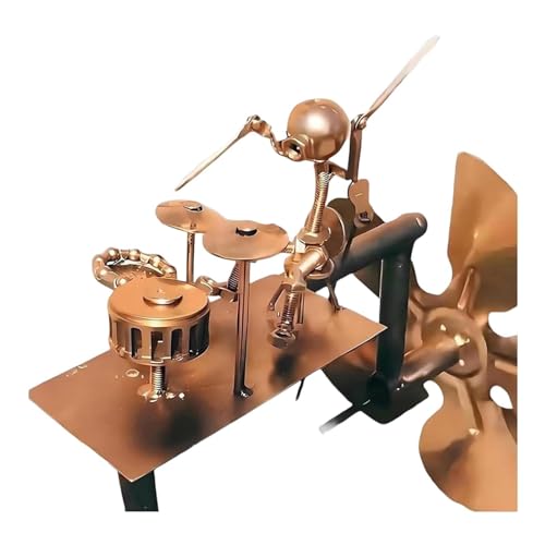 JAYIOLA Gartenfigur Windmühle mit Schlagzeuger für Terrasse, Gold von JAYIOLA