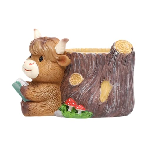 JAYIOLA Harz Blumentopf in Kuhdesign mit Atmungsaktivem Drainagesystem Und Kratzschutz für Empfindliche Oberflächen für Haus Und Garten, Mehrfarbig, C von JAYIOLA