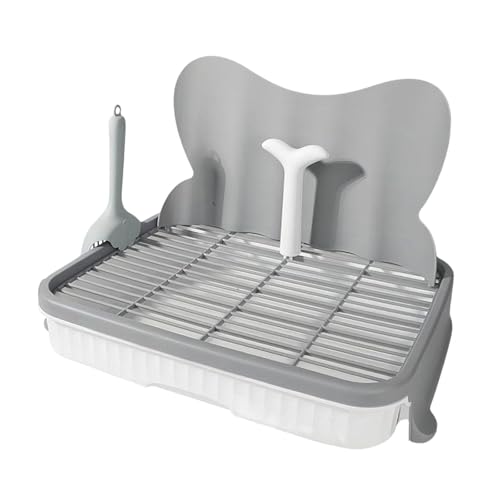 JAYIOLA Hundetoilette Hundeklo Welpentoilette PIPI Pad Halter Gittertoilette mit Führungspfosten Zum Trainieren Und Erhöhtem Spritzschutz für Drinnen Und Dra, 47cm Grau 14mm von JAYIOLA