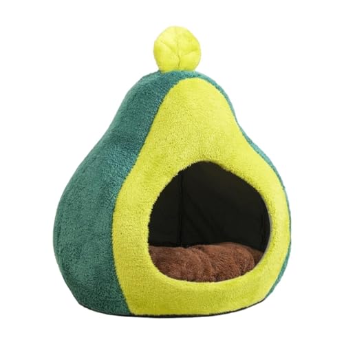 JAYIOLA Katzenhaus Haustierbett Katzenbett Katzenhöhle Als Gemütliche Avocadohöhle Komfortabel Gepolstert Und Samtweich Dekoratives Kuschelzelt für Kleine Tie, M von JAYIOLA