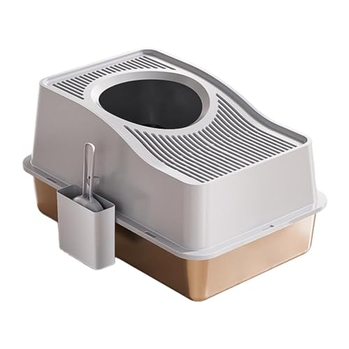 JAYIOLA Katzentoilette mit hohem Rand und geschlossenem Design, 59,9 x 39,9 x 35,1 cm, vielseitig einsetzbar, Grau von JAYIOLA