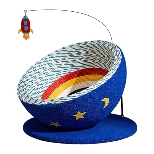 JAYIOLA Kratzbrett Als Katzenkratzbrett Und Komfortables Katzenbett mit Ball in Ovaler Form Aus Samtstoff Gefertigt Zum Krallenwetzen Und Ausruhen, Blaue Basis JAYIOLA Kratzbrett Als Katzenkratzbrett Und Komfortables Katzenbett mit Ball in Ovaler Form Aus Samtstoff Gefertigt Zum Krallenwetzen Und Ausruhen, Blaue Basis von JAYIOLA