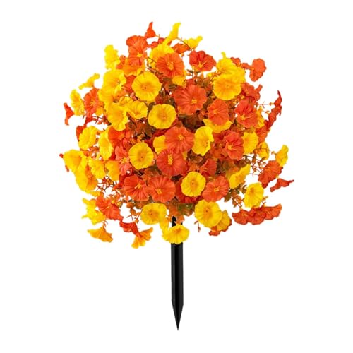 JAYIOLA Kunstblumen Yard Stake, Stecker für den Außenbereich zur Dekoration von Wegen, Orange Gelb von JAYIOLA