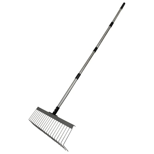 JAYIOLA Laubrechen Vielseitiger Gartenrechen Rasenrechen Und Heurechen mit 21 Zinken Aus Legiertem Stahl Und Ergonomischem Edelstahl Steckgriff für Die Rasen, 160 Cm, 4 Abschnitte von JAYIOLA
