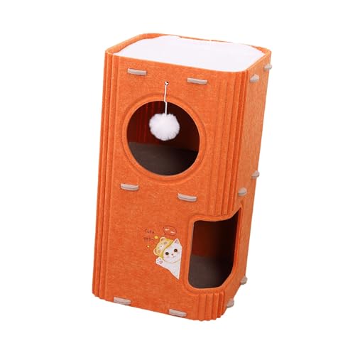 JAYIOLA Mehrstöckiger Kletterturm für Katzen mit Kratzbrett Und Kuscheligem Schlafhaus Aus Weichem Filz für Innenräume, 2-lagig Orange JAYIOLA Mehrstöckiger Kletterturm für Katzen mit Kratzbrett Und Kuscheligem Schlafhaus Aus Weichem Filz für Innenräume, 2-lagig Orange von JAYIOLA