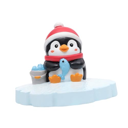 JAYIOLA Pinguin-Dekoration, Kunstharzfigur für Innenhof und Außenbereich, Mehrfarbig, Fische Fangen von JAYIOLA