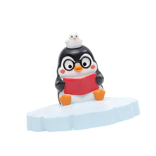JAYIOLA Pinguin-Dekoration, Kunstharzfigur für Innenhof und Außenbereich, Mehrfarbig, Lektüre von JAYIOLA