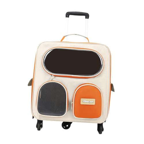 JAYIOLA Rollbare Katzen Transporttasche Kombiniert Rucksack Und Trolley Leichtes Material Belüftungsfenster für Camping Und Stadtspaziergänge, Orange JAYIOLA Rollbare Katzen Transporttasche Kombiniert Rucksack Und Trolley Leichtes Material Belüftungsfenster für Camping Und Stadtspaziergänge, Orange von JAYIOLA